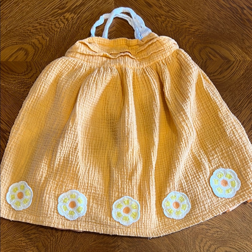 Charming Orange Coral Kids Dress with Floral Accents